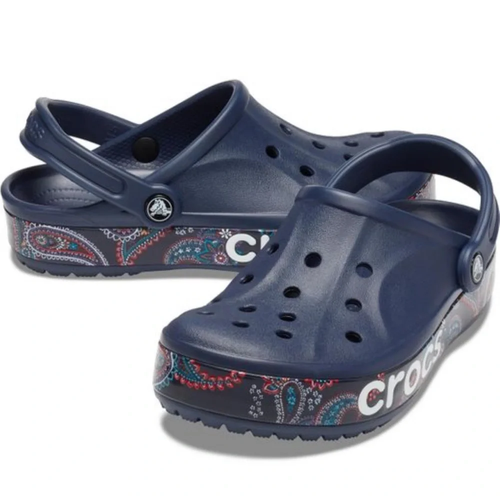 Crocs Bayaband Navy Bandana Print Clog in navy blue bandana print